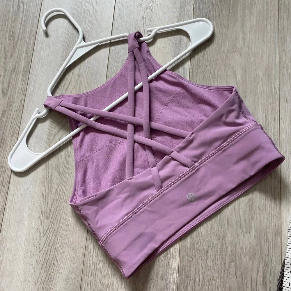 Lululemon Energy Bra high neck long line tough womens Purple (size 6) workout